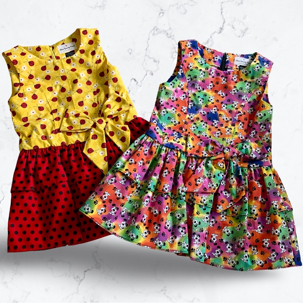 Miss Smarty Pants New Hand Crafted Puppy and Lady Bug Dress Set Size 5T